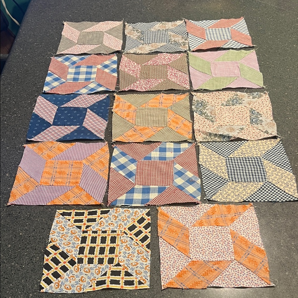 14 MCM Vintage Multicolor Patchwork Quilt Squares